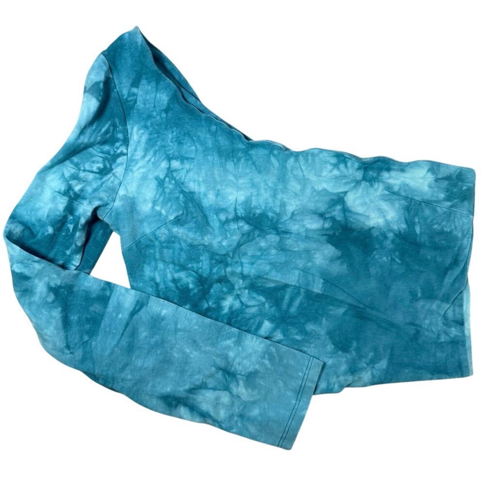 Better Be Teal Tie Dye One Shoulder Top Y2K Alt Indie Festival Grunge Small